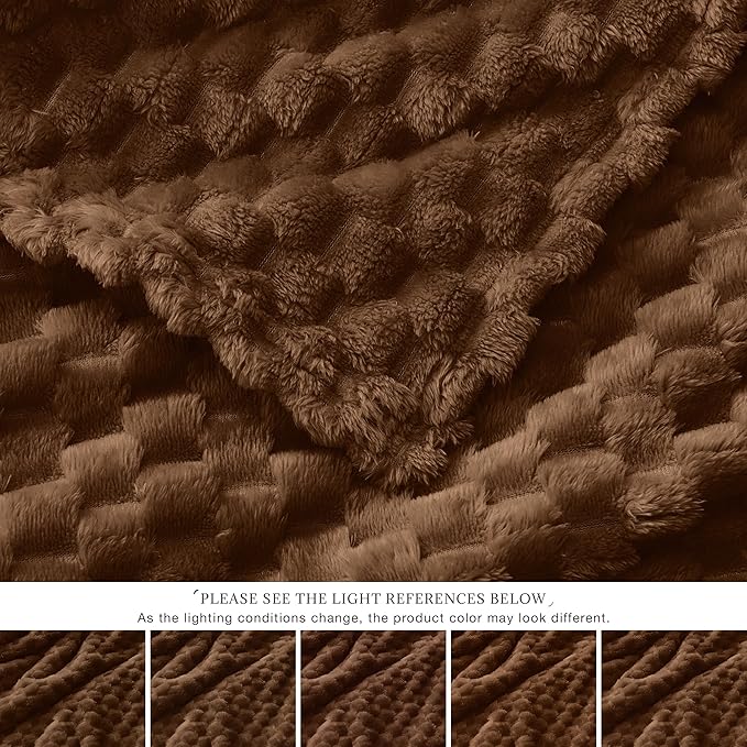 EXQ Home Fleece Throw Blanket for Couch or Bed - 3D Imitation Turtle Shell Jacquard Decorative Blankets - Cozy Soft Lightweight Fuzzy Flannel Blanket Suitable for All Seasons(50"×60",Coffee)