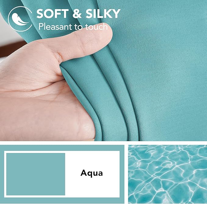 Deconovo Blackout Curtains, Thermal Insulated, W52 x L95 2 Panels, Back Tab, Machine Washable, Room-Darkening Drapes for Bedroom/Living Room Teal
