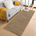 OLANLY 2x8 Machine Washable Runner Rugs for Hallway, Soft Fluffy Shaggy Bedside Rugs for Bedroom, Living Room, Indoor Floor Carpet for Kids Girls and Boys, Home Decor Aesthetic, Taupe