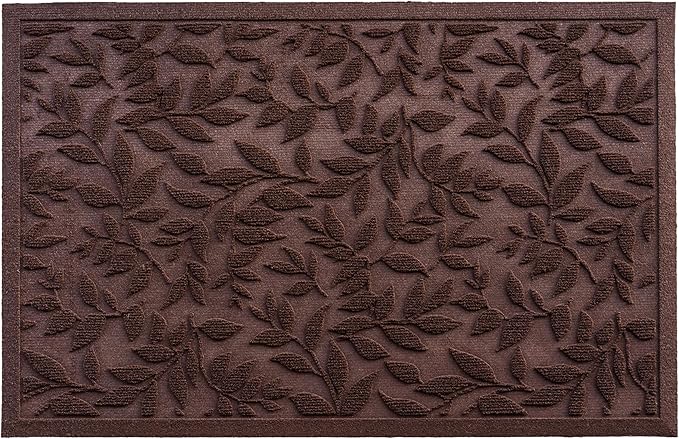 Coffee Brown Leaves Outdoor Indoor Entrance Doormats, Absorbent Durable Heavy Duty Welcome Front Door Mat,Thick Natural Rubber Back,Easy Clean Entryway Mat 23x35 Inch, Low Profile