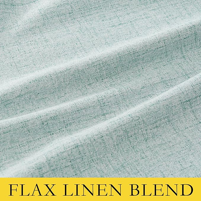 NICETOWN 100% Absolutely Blackout Linen Curtains with Thermal Insulated Liner, Seafoam Green, 52" Wide, 45" Length Energy Saving Curtains for Living Room 2 Panels Set, Vertical Blinds