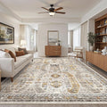 Madane Washable Rug 8x10 Area Rugs for Living Room, Ultra-Thin Non-Slip Backing Rug, Stain Resistant Vintage Large Area Rug for Bedroom (Brown/Gold, 8'x10')