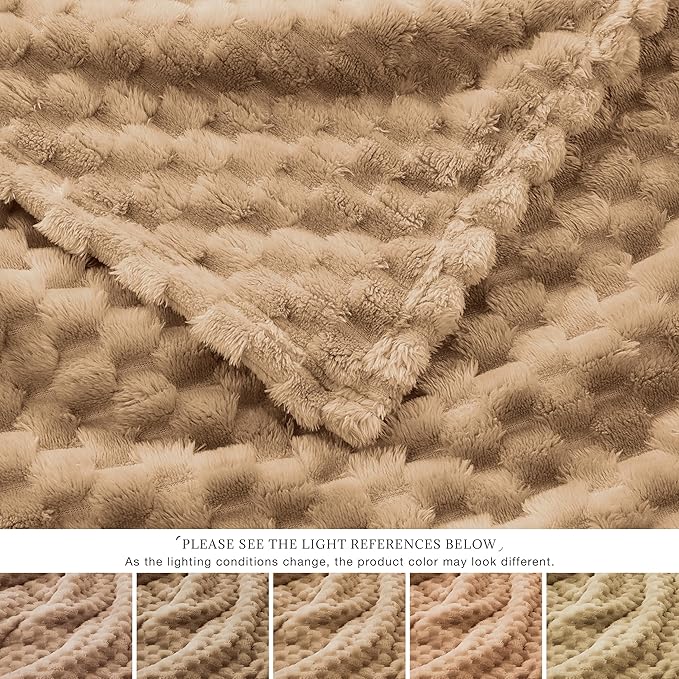 EXQ Home Fleece Throw Blanket for Couch or Bed - 3D Imitation Turtle Shell Jacquard Decorative Blankets - Cozy Soft Lightweight Fuzzy Flannel Blanket Suitable for All Seasons(50"×60",Brown)