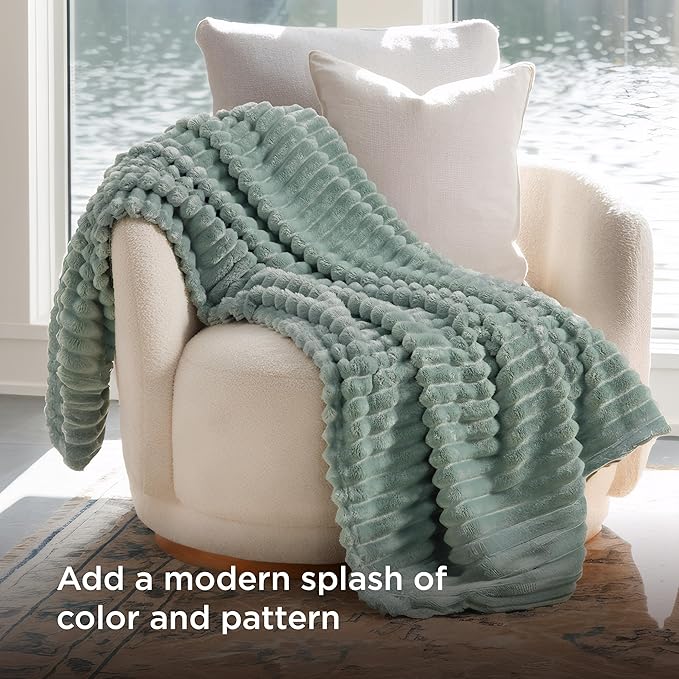 Bedsure GentleSoft Twin Blanket for Couch - Cozy Soft Blankets for Women, Cute Small Fleece Throws for Girls, Sage Green, 60x80 Inches