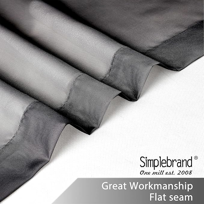 Simplebrand Black Sheer Kitchen Cafe Curtains - 36X36 Inch, 2 Paneled Tier Curtain Rod Pocket Sheers for Bathrooms, Small Windows