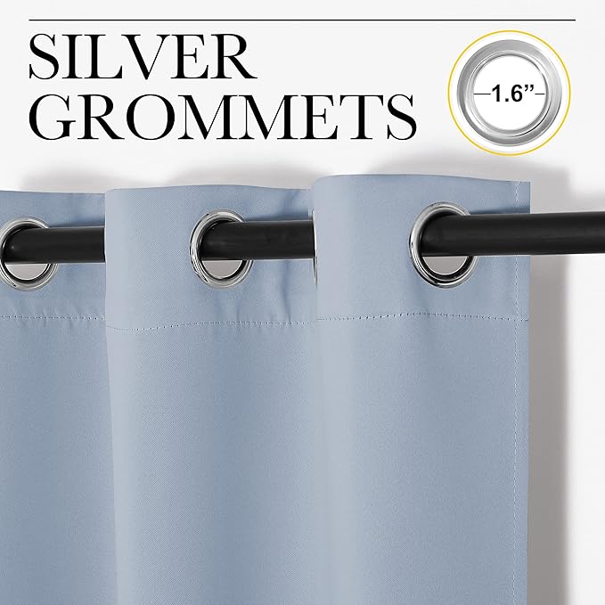 NICETOWN Vintage Blue Blackout Curtains 68 inches Length for Living Room, 2 Panels, 55" Wide, Thermal Insulated Decoration Drapes for Bedroom Window