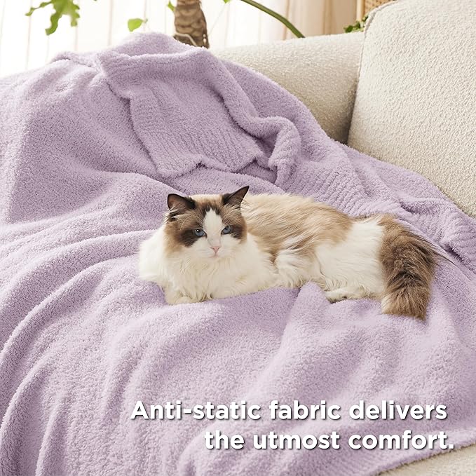 Bedsure Gentlesoft Cozy Knit Throw Blanket - Super Soft Fluffy Blanket for Couch, Bed, Sofa, Lightweight Warm All Season Plush Blankets, Mothers Day, Birthday Gifts for Her Him, Purple, 50x60 Inches