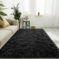 LOCHAS Ultra Soft Indoor Modern Area Rugs Fluffy Living Room Carpets for Children Bedroom Home Decor Nursery Rug 5x8 Feet, Black