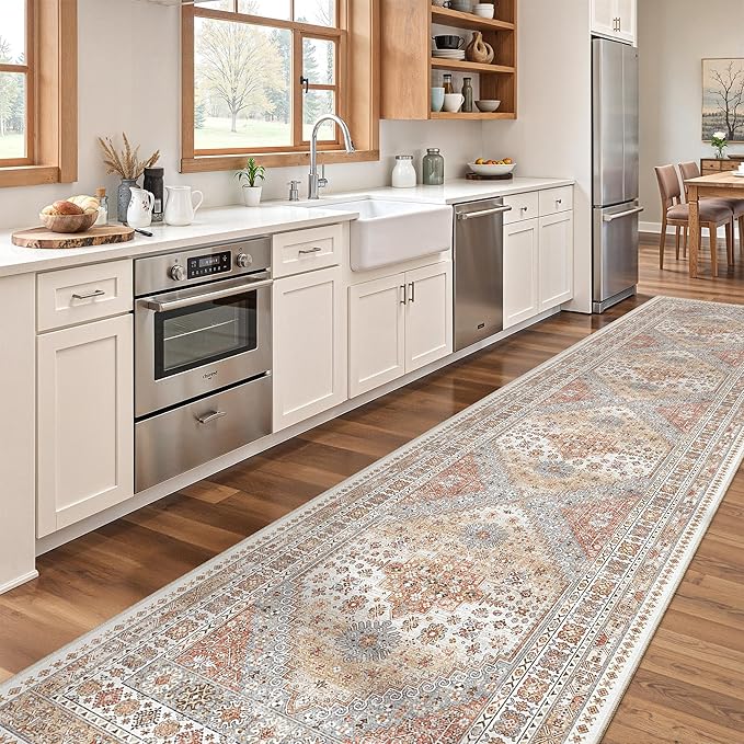 zesthome Washable Runner Rug 2.5x10 - Stain Resistant Entryway Rug,Ultra-Thin Kitchen Rugs, Anti Slip Backing Runner Rugs for Entrance Laundry Room Indoor Hallway (Orange,2.5'x10')