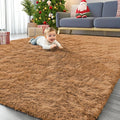 OLANLY 8x10 Machine Washable Large Area Rugs for Living Room, Bedroom, Soft Fluffy Shaggy Bedside Rug, Indoor Floor Carpet for Kids Girls and Boys, Dorms, Nursery, Home Decor Aesthetic, Khaki