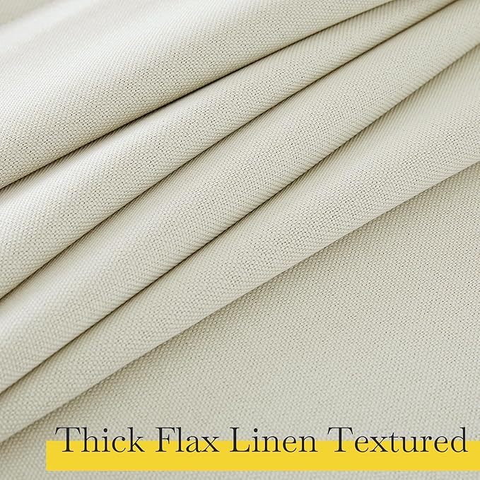 NICETOWN Faux Linen 100% Blackout 90 inch Curtains, Silver Grommet Thermal Insulated 2 Layers Window Treatments Sound Dampening for Living Room/Bedroom, Natural, W52 x L90, 2 Panels