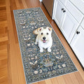 Washable Vintage 2x6 Bathroom Rugs: Soft Carpet with Non-Slip Backing for Hallway Entryway Kitchen Stain-Resistant Bedroom Floor Mat – Gifts for Newlyweds/Household Home Decor (2x6,Floral/Blue)