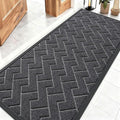 OLANLY Front Door Mat Indoor Outdoor Entrance, Waterproof All-Season, All-Weather Doormat, Sturdy Natural Rubber, Low Profile, Easy Clean Patio Porch Entryway Mat, Herringbone Brick (Grey, 59x23)