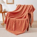 EXQ Home Fleece Throw Blanket for Couch or Bed - 3D Waffle Patchwork Pattern Jacquard Decorative Blankets - Cozy Soft Fuzzy Flannel Blanket Suitable for All Seasons(50"×60",Terracotta)