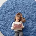 OLANLY Blue Round Rugs for Bedroom - Machine Washable, 6 ft Circle Area Rugs for Living Room, Soft and Fluffy Shaggy Carpet for Teen Girl and Boys, Nursery Rooms, Dorms, Home Decor Aesthetic