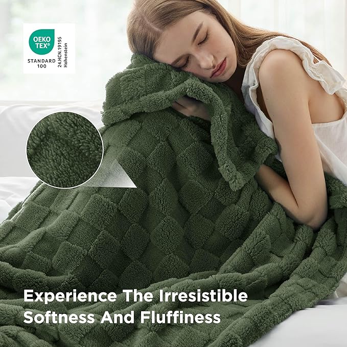 Bedsure GentleSoft Twin Blanket for Bed Bronze Green - Super Soft Cozy Spring Blankets for Kids Girls, Cute Fuzzy Fleece Throws for Bedroom Couch, 60x80 Inches