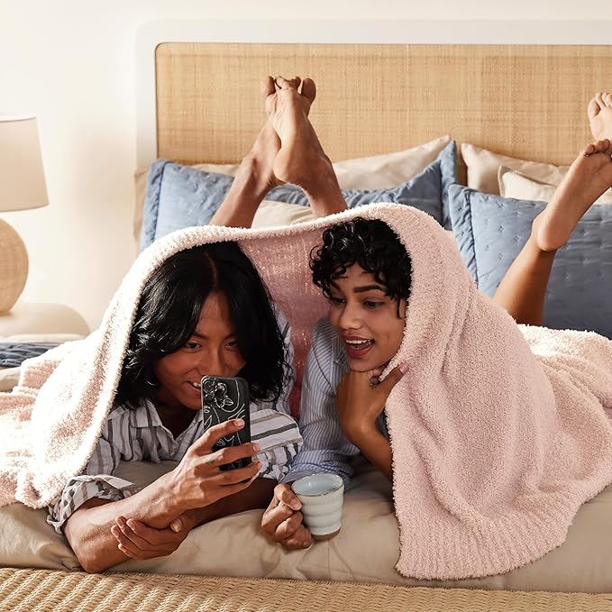 Bedsure Gentlesoft Cozy Knit Throw Blanket - Super Soft Fluffy Blanket for Couch, Bed, Sofa, Lightweight Warm All Season Plush Blankets, Mothers Day, Birthday Gifts for Her Him, Pink, 50x60 Inches