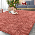OLANLY 6x9 Machine Washable Large Area Rugs for Living Room, Bedroom, Soft Fluffy Shaggy Bedside Rug, Indoor Floor Carpet for Kids Girls and Boys, Dorms, Nursery, Home Decor Aesthetic, Rust Red