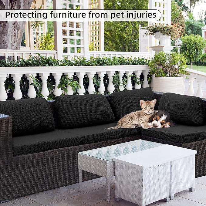 Outdoor Cushion Covers Set,8PCS Patio Furniture Couch Seat Slipcovers, Replacement for Sofa Sectional Chair(Cover，Only)