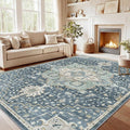 AMADA HOMEFURNISHING 9x12 Washable Area Rug, Low-Profile Large Area Rug with Non-Slip Backing & Durable Edge Binding, Vintage Large Rugs for Living Room, Bedroom & Dining Room