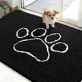 OLANLY Dog Door Mat for Muddy Paws 48x30, Paw Print Design, Absorbs Moisture and Dirt, Absorbent Non-Slip Washable Doormat, Quick Dry Chenille Mud Mat for Dogs, Entry Indoor Entryway Carpet, Black