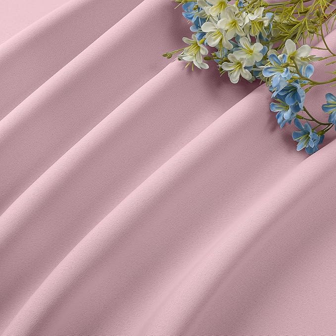 CUCRAF Light Pink Blackout Curtains 96 inch Length 2 Panels Set, Rod Pocket Room Darkening Drapes for Bedroom Living Room, Insulated Thermal Light Blocking Window Curtain (W52 x L96 Inch)