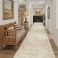 Hallway Runner 3x14 - Runner Rugs 14ft Washable Entryway Rug Vintage Kitchen Runners Non Slip Indoor Rug Farmhouse Carpet Runner for Bathroom Living Room Bedroom, Beige
