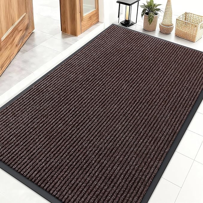 OLANLY Front Door Mat Indoor Outdoor Entrance, Waterproof Heavy Duty Doormat, Fade Resistant, Low Profile, Easy Clean Patio Porch Welcome Floor Mats for Entry, 47x32, Tan