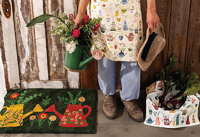 Now Designs Doormat W18 x L30inches - Watering Cans Collection, Durable & Stylish Entryway Mat