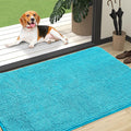 OLANLY Dog Door Mat for Muddy Paws 47x32, Absorbs Moisture and Dirt, Absorbent Non-Slip Washable Doormat, Quick Dry Chenille Mud Mat for Dogs, Entry Indoor Entryway Carpet for Inside Floor, Aqua Blue
