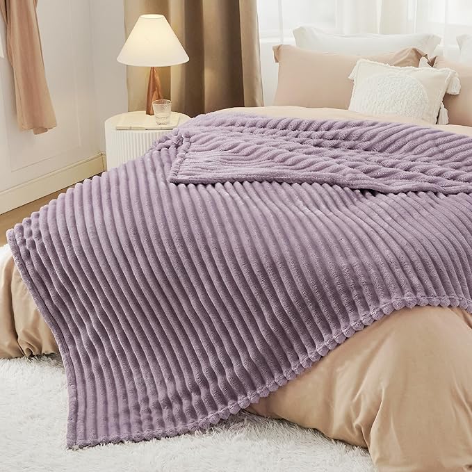 Bedsure GentleSoft Light Purple Fleece Blanket for Couch - Cozy Soft Blankets for Women, Cute Small Throws for Girls, 90x90 Inches