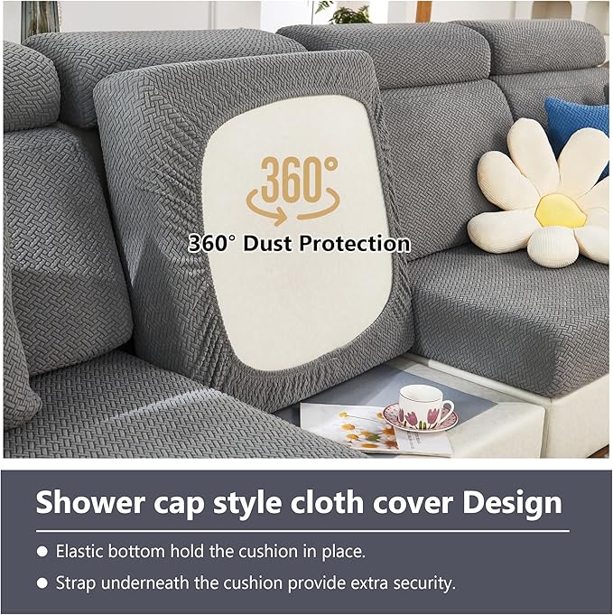 Couch Cushion Covers for Sofa Couch Covers Wear-Resistant Universal Sofa Cover Washable Stretch for Sectional Slipcovers (Texture-Brown,Large Triple Seat Cover)