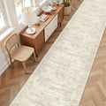 3x14 Washable Runner Rug for Hallway, Non-Slip Long Hallway Runner for Entryway, Soft Vintage Kitchen Mats for Floor, Abstract Dining Room, Bedroom, Living Room Rugs(3'x14', Beige/Ivory)