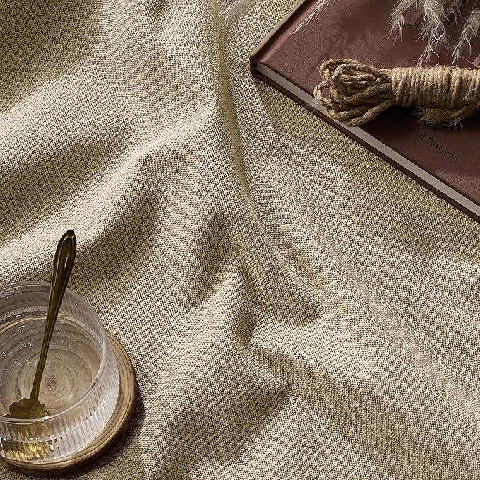RYB HOME Burlap 100% Blackout Linen Curtains 78 inch Long, Thermal Insulated & Privacy Assurd Home Decor Drapes for Bedroom/Office/Nursery, Rod Pocket & Back Tab Window Treatment, W52 X L78, 2 Panels