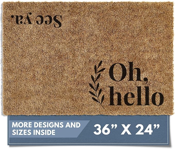 Barnyard Designs Doormat Welcome Mat for Outdoors, Large Front Door Entrance Mat, Brown (Oh Hello, 36x24)