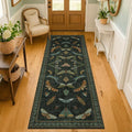 Hazo Haus Washable Insect 2x6 Runner Rug for Hallway- Stain Resistant Kitchen Runners, Floral Whimsical Indoor Floor Mat for Bathroom, Soft Non Slip with Rubber Backed, Dark Green