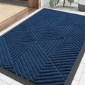 Smiry Front Door Mat Outside Entrance, Heavy Duty Sturdy Natural Rubber Doormat, Trap Dirt and Moisture, Easy Clean Low Profile Welcome Floor Mats for Indoor Outdoor Entry, 35X23 Inch, Medium Blue
