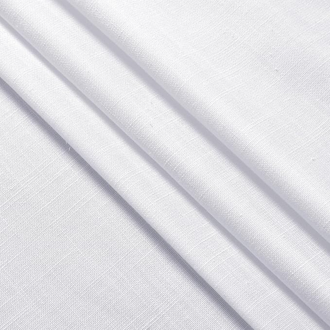Snow White Linen Curtains 90 Inches Long for Living Room Light Filtering Semi Sheer Curtain Back Tab Luxury Neutral Coastal Modern Farmhouse Decor Drapes for Bedroom Dinner Room 52x90, 2 Panels