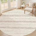 Nakagishi Round Rug Boho Area Rugs: 5x5 Washable Large Circle Neutral Soft Stain Resistant Non-Slip Carpet for Women Aged 25-45 Farmhouse Decor Enthusiasts - Living Room Bedroom Dining Room Nursery