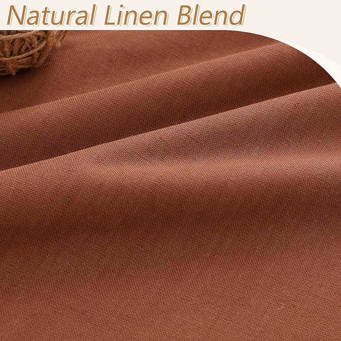 Guken Terracotta 100% Blackout Curtains 96 Inch Length 2 Panels Set Fall Curtains for Living Room Bedroom Back Tab Thermal Insulated Black Out Linen Drapes, 52x96