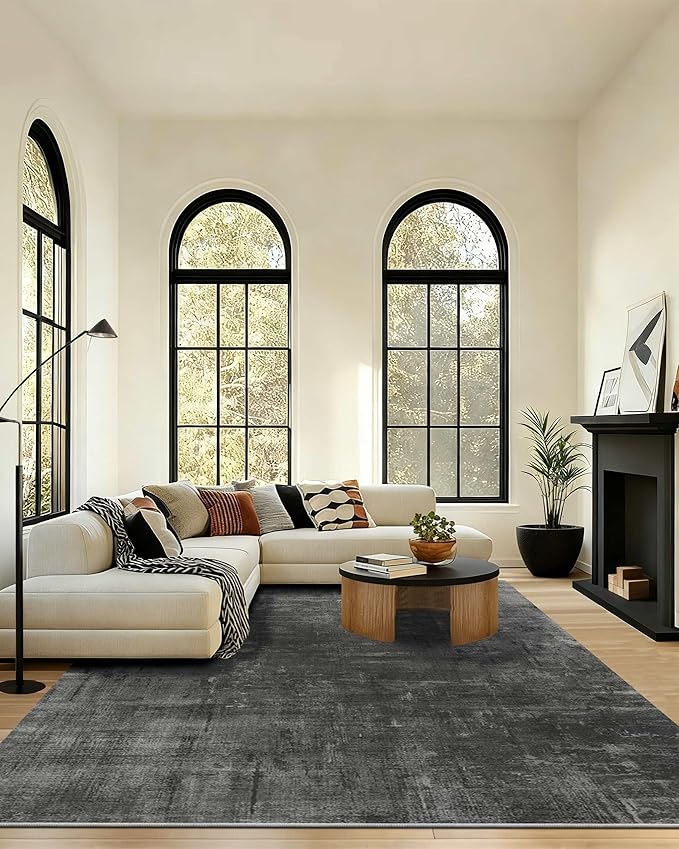 Latte&Fog 8x10 Area Rugs for Living Room, Large Modern Abstract Washable Rug, Boho Non Slip Low Pile Carpet for Indoor Bedroom Dining Room, Office, Dorm, Classroom, Farmhouse and Kids Room