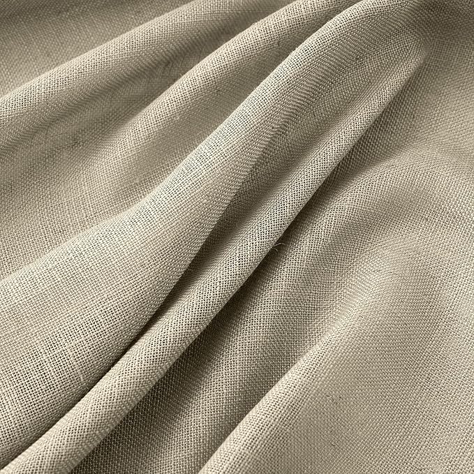 MIULEE Oatmeal Linen Curtains 72 Inch Length 2 Panels for Bedroom Living Room, Soft Thick Linen Textured Natural Window Drapes Semi Sheer Light Filtering Back Tab Rod Pocket Burlap Look Decor
