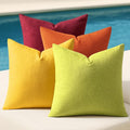 MIULEE Pack of 4 Decorative Outdoor Throw Pillow Covers Linen Waterproof Pillow Covers Farmhouse Cushion Cases for Patio Garden Tent Balcony Couch Sofa 18x18 inch Yellow Green