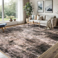 IOHOUZE Abstract Area Rugs 8x10 Ft Washable Large Rugs for Living Room, Non Slip Dining Room Rug, Printed Faux Wool Rugs for Bedroom, Floor Carpet for Office Nursery Playroom, Brown/Rust