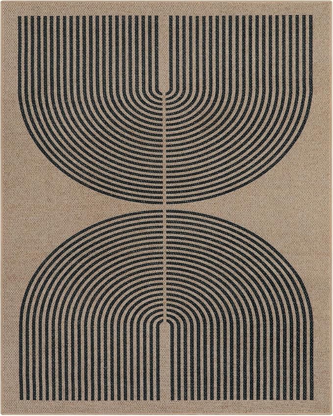 Lahome Enfys Modern Rainbow Easy Jute Carpet, 8x10 Living Room Rugs Indoor Outdoor Patio Dining Room Rug, Contemporary Farmhouse Non Slip Non Shedding Carpet for Deck Backyard