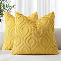 decorUhome Summer Throw Pillow Covers 20x20 Inch Set of 2, Soft Plush Faux Wool Mustard Yellow Solid Couch Pillow Covers, Accent Farmhouse Neutral Square Pillow Cases for Sofa Bed Living Room