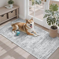 2x4 Washable Rugs for Kitchen, Floor, Entryway, Powder Room Small Area Rug Non-Slip Vintage Low Pile Throw Door Mat Grey