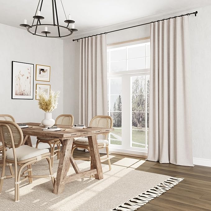 Guken 100% Blackout Curtains 84 Inch Length 2 Panels Set for Living Room Bedroom Back Tab Thermal Insulated Black Out Linen Drapes Room Darkening Window Curtains 84 Inches Long, Sand Beige