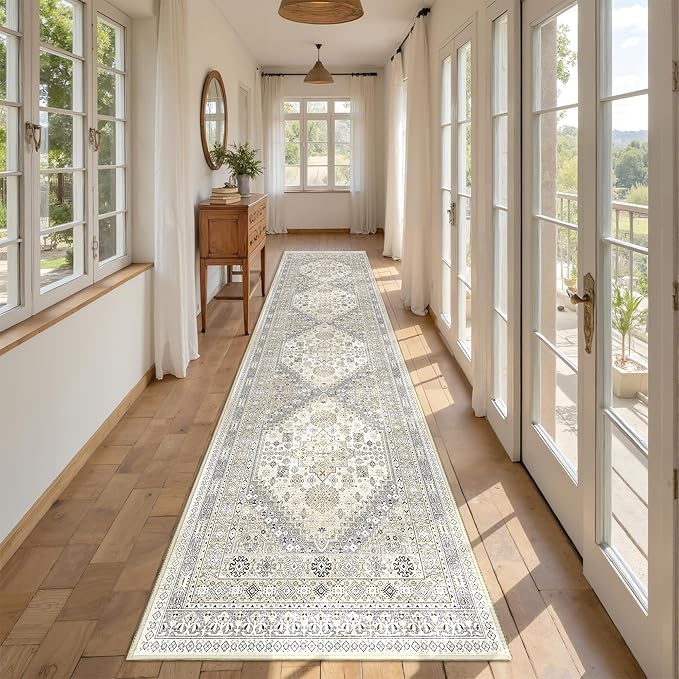 Kitchen Runner Rug Non Slip Washable 2.5x10, Soft Ultra-Thin Entryway Rug Runners for Hallways, Carpet Runner for Living Room,Kitchen, Laundry, Bathroom(Beige,2.5'x10')