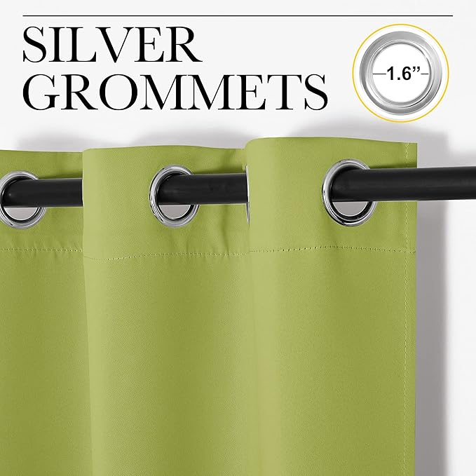 NICETOWN Fresh Green Blackout Curtains 120 inches Length for Living Room, 2 Panels, 55" Wide, Thermal Insulated Long Drapes for Large Window
